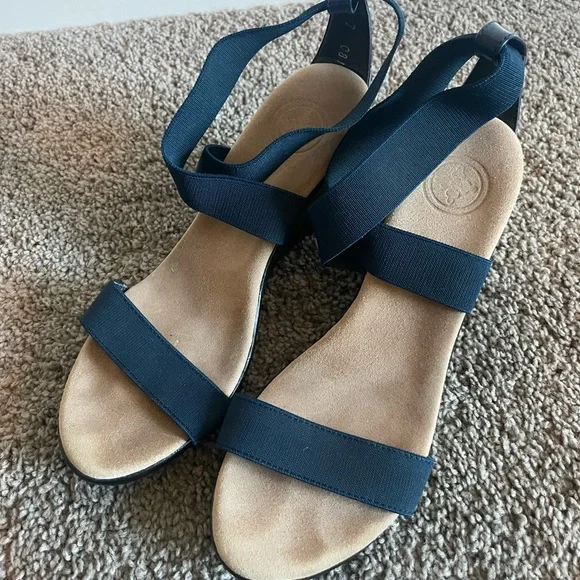 CHARLESTON SHOE CO. Navy Wedges - Picture 2 of 7